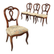 Set of 4 antique Louis-Philippe walnut chairs, upholstered seat, Italy, 19th century.
