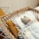 Rattan and wrought iron cradle