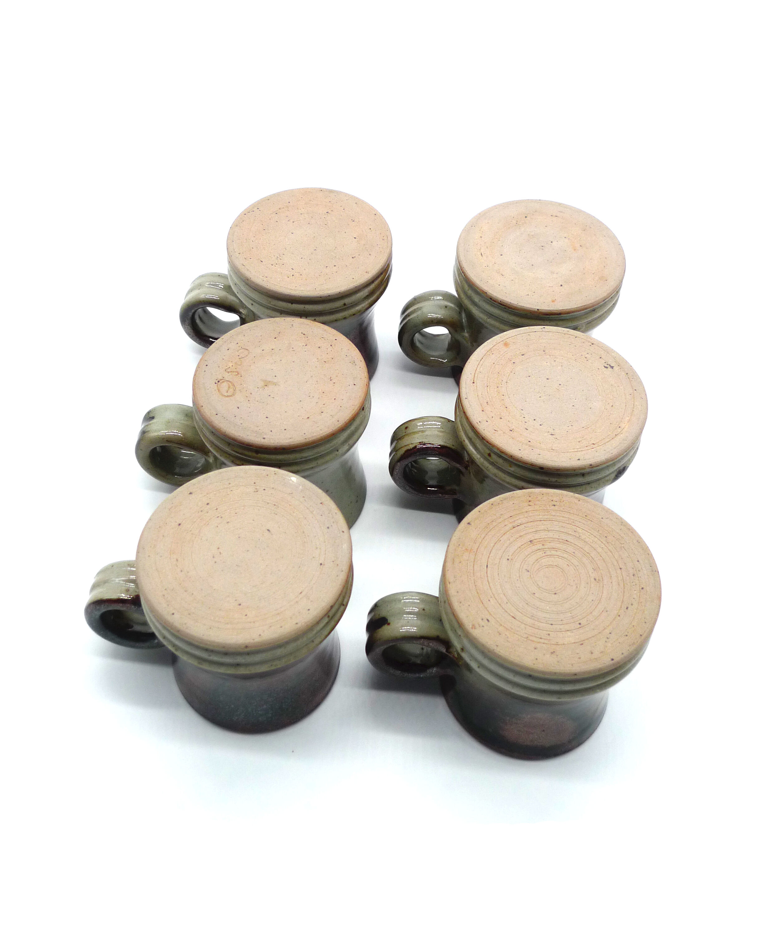 Set of six stoneware mugs