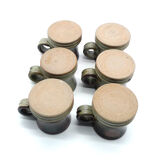Set of six stoneware mugs