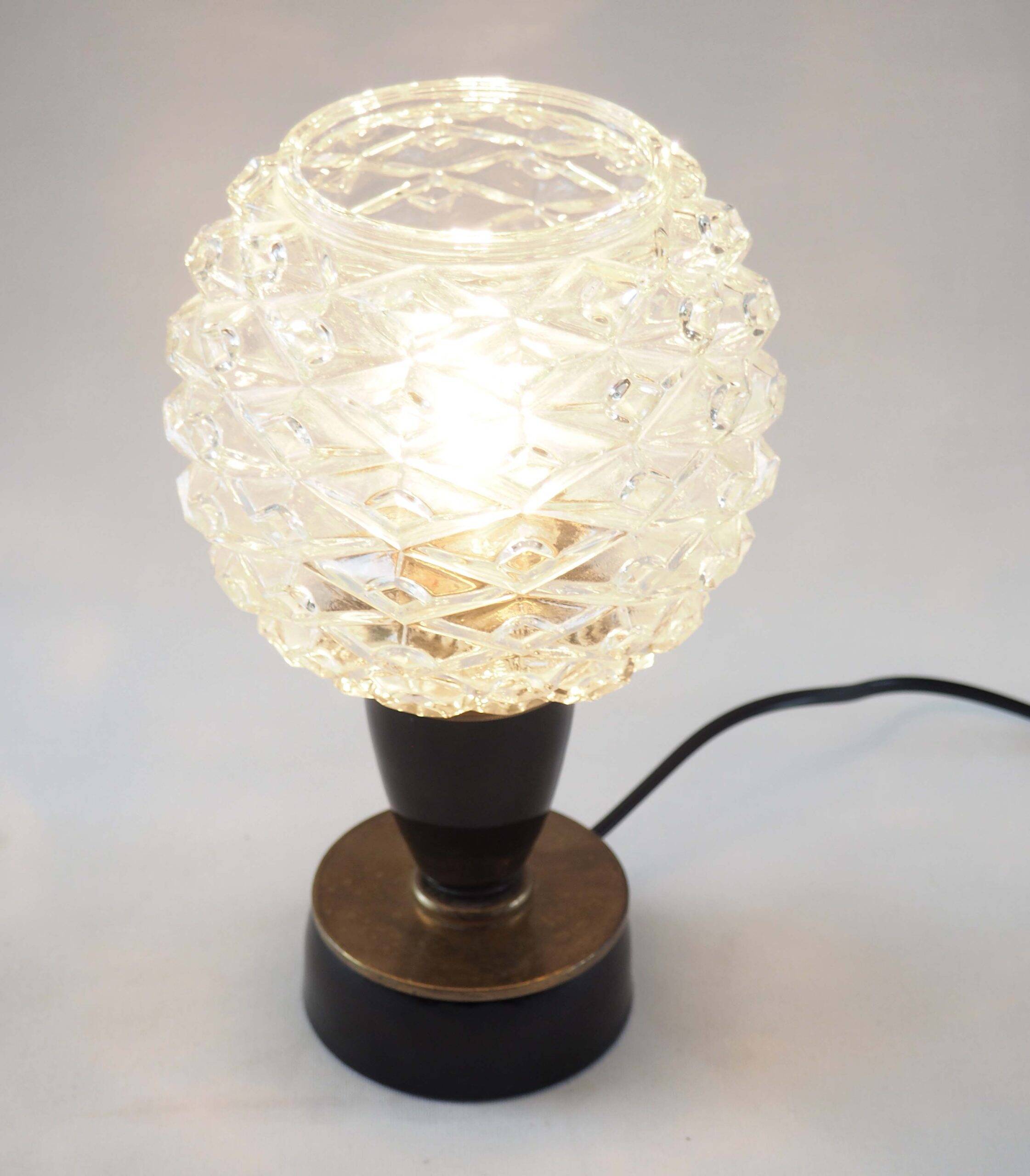 Lampe boule ananas et verre noir
