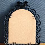 Vintage Black Wrought Iron Triptych Mirror
