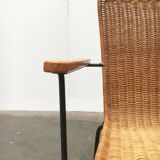 Mid-century metal and rattan dining chairs, set of 3.