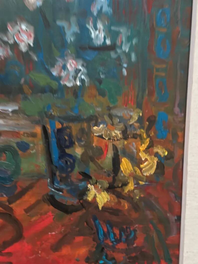 Original Swedish Oil on Canvas 'Still Life with Flowers' by Eric With