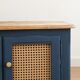 Small renovated vintage buffet in blue from Vosges, Libéron and caning – 2 doors, 2 drawers