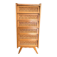 Vintage 1960s chest of drawers / chiffonnier with tapered legs and rattan.