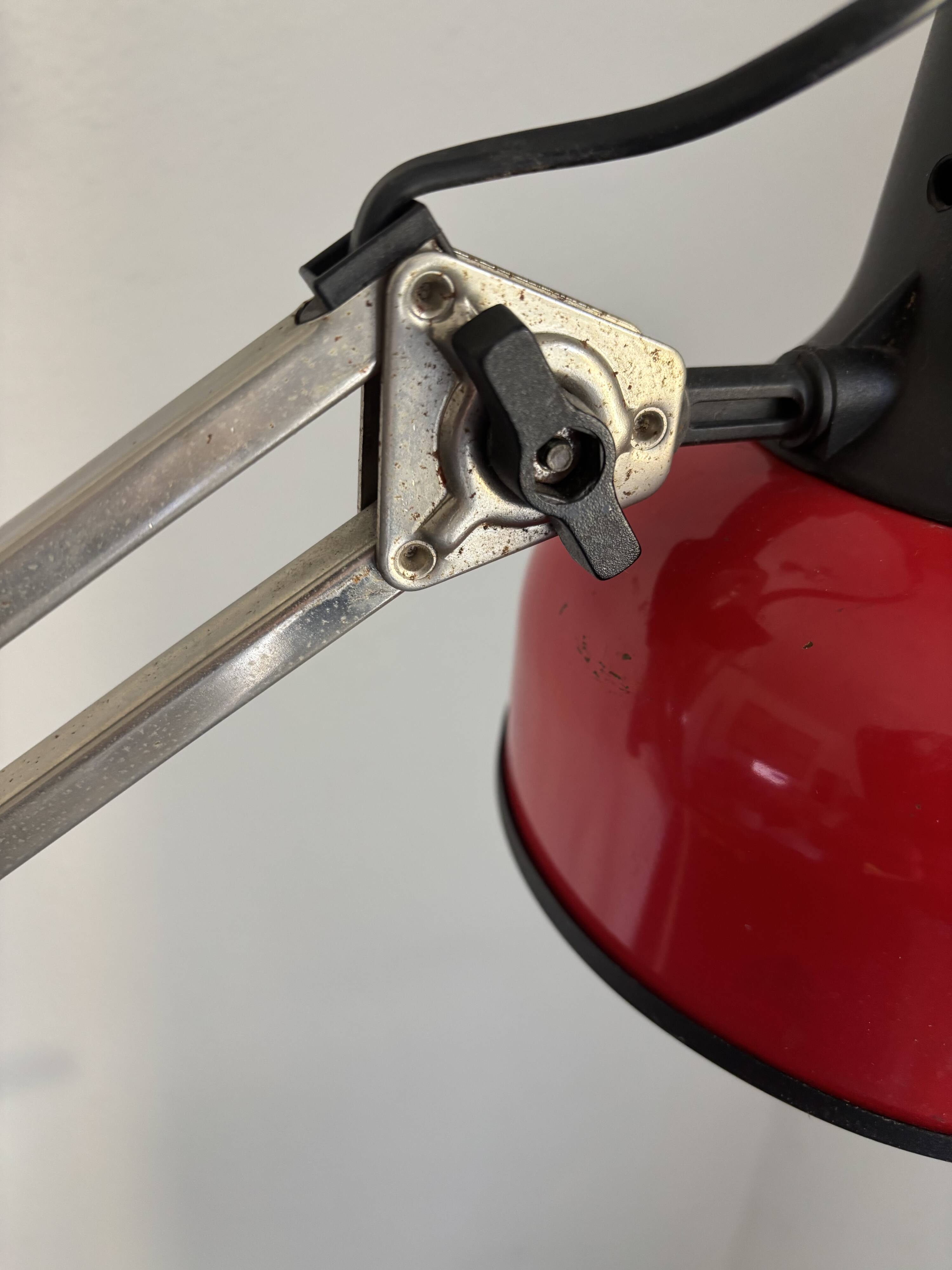 Vintage 1970 Lival P12 architect lamp Finland red steel - 65 cm