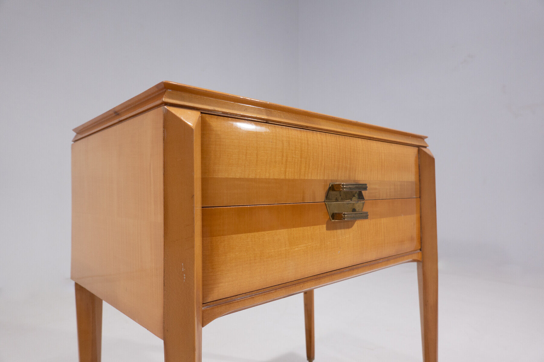 Mid-century modern pair of wooden nightstands, italy, 1960s