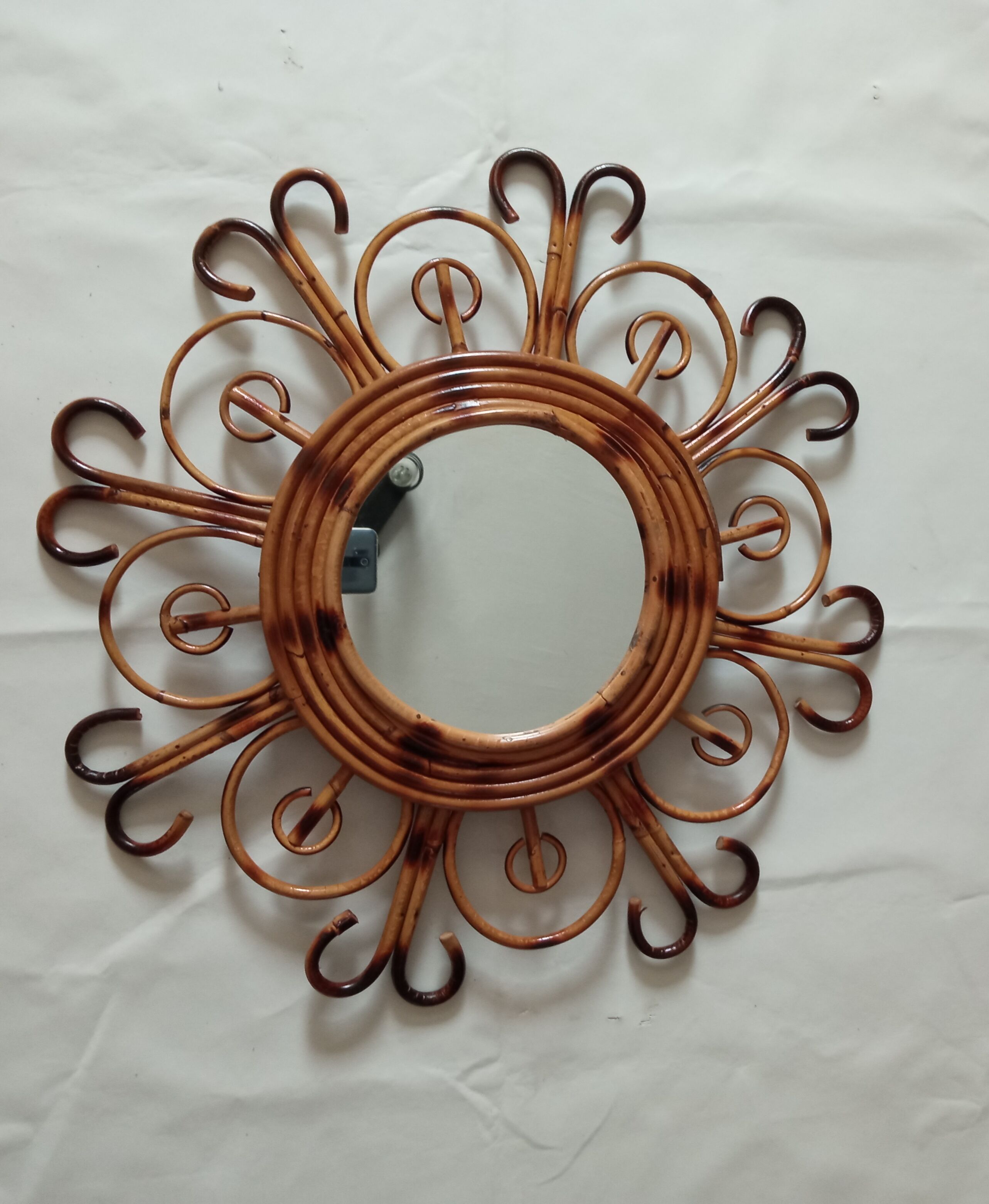 Vintage bamboo mirror 55cm
