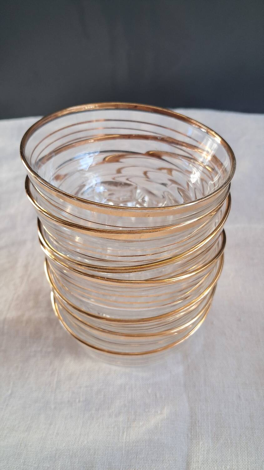 Vintage glassware set with gold filigree – 1960s