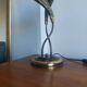 Double flower lamp Art Nouveau – Intertwined brass stems & art glass type
