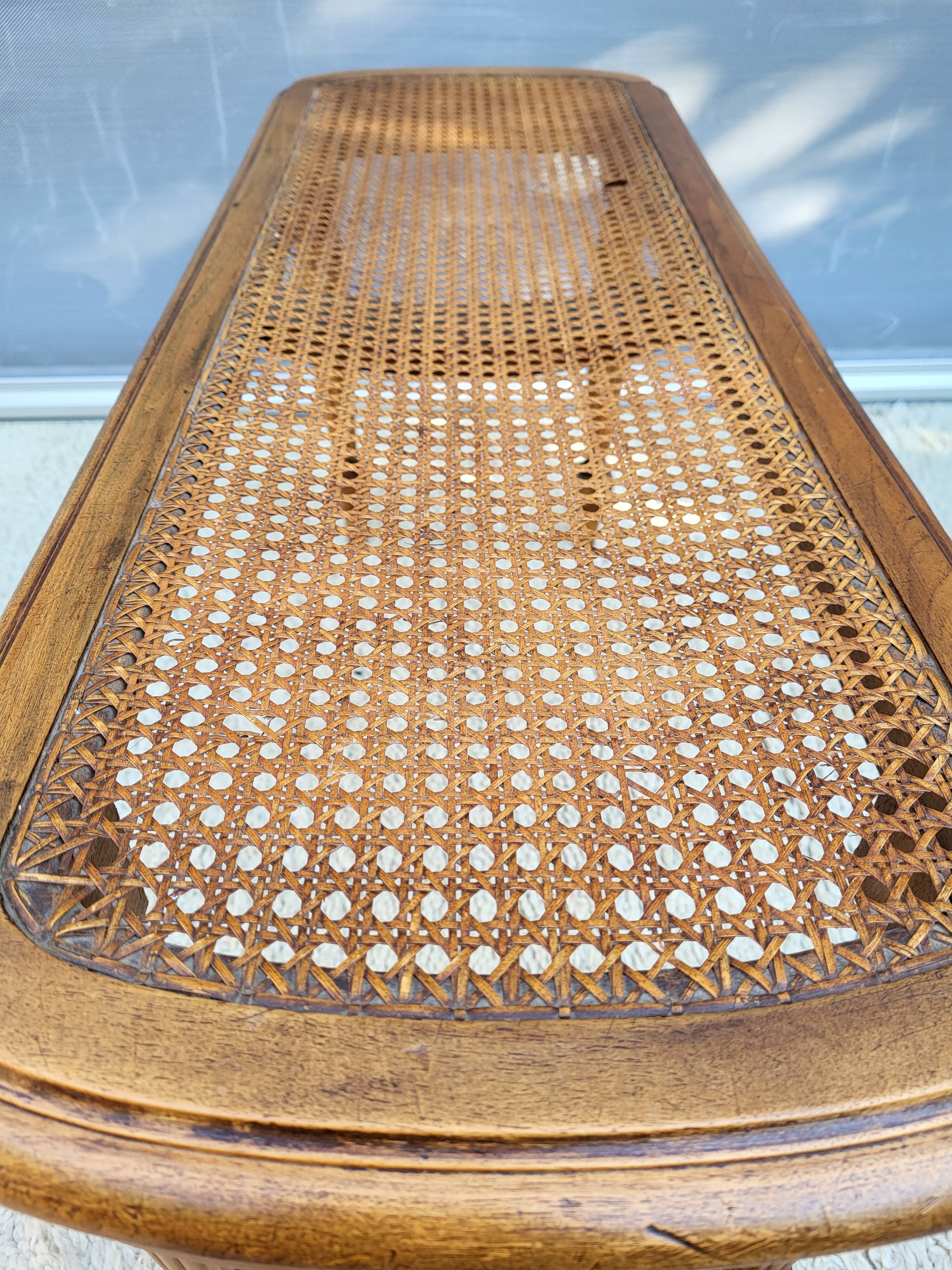 Louis XVI style piano bench in wood and cane