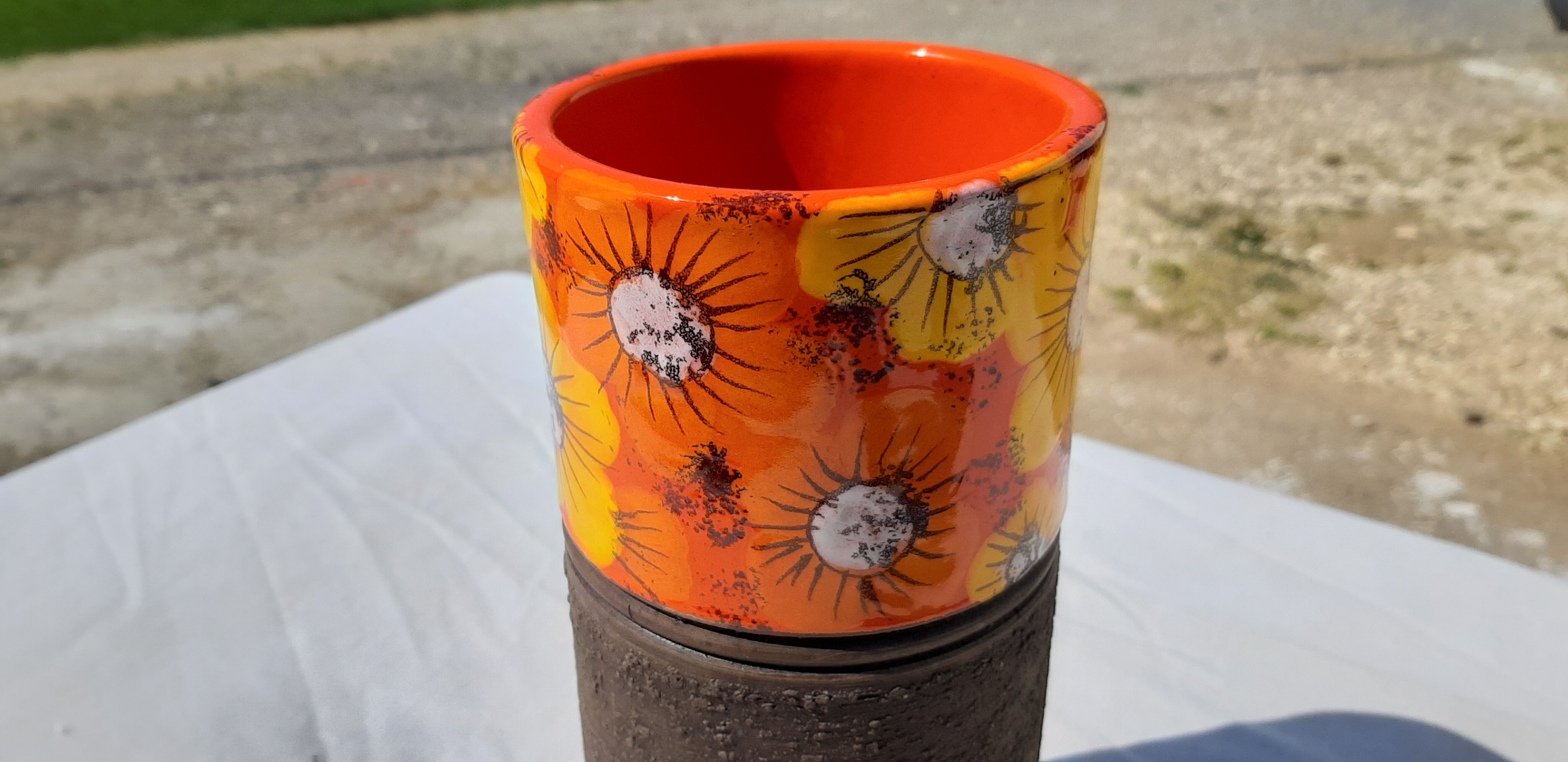 Vintage Vase Enamelled Sandstone of Scandinavian Style