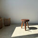 Brown solid wood stool flat circular seat