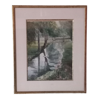 Aquarelle signée-paysage