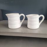 Pair of antique Gien porcelain pitchers