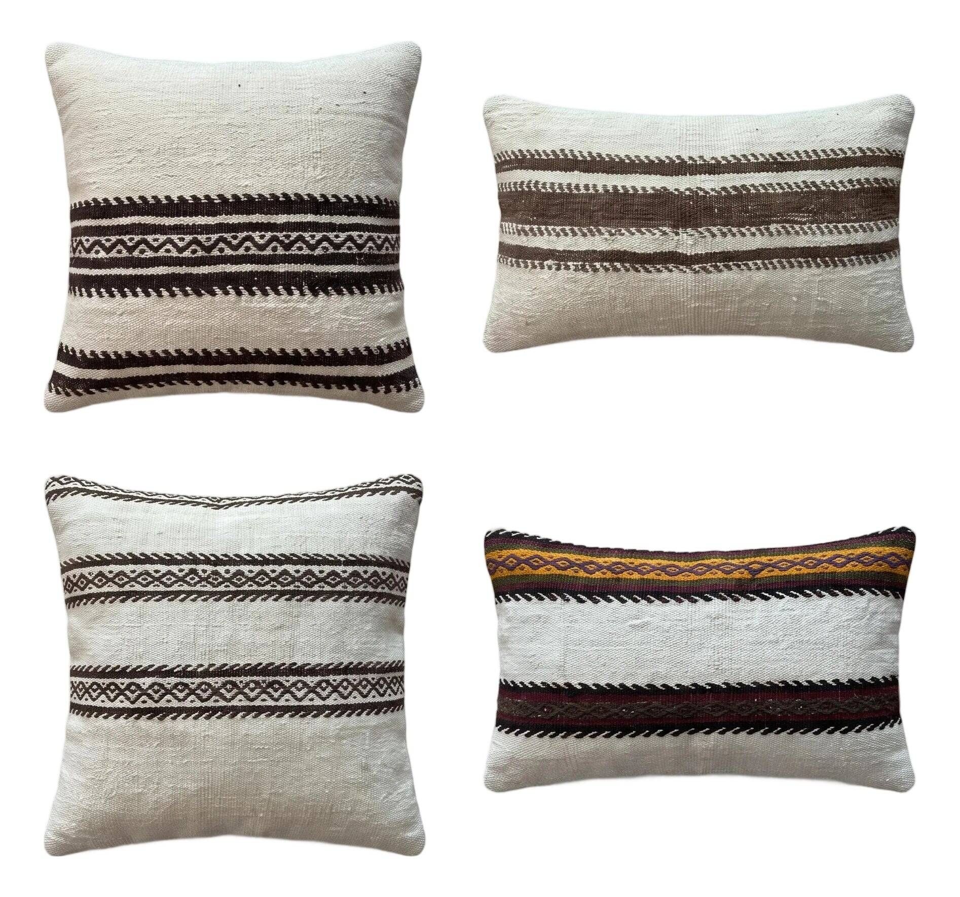 Set of 4 vintage kilim cushion covers 41x61 cm