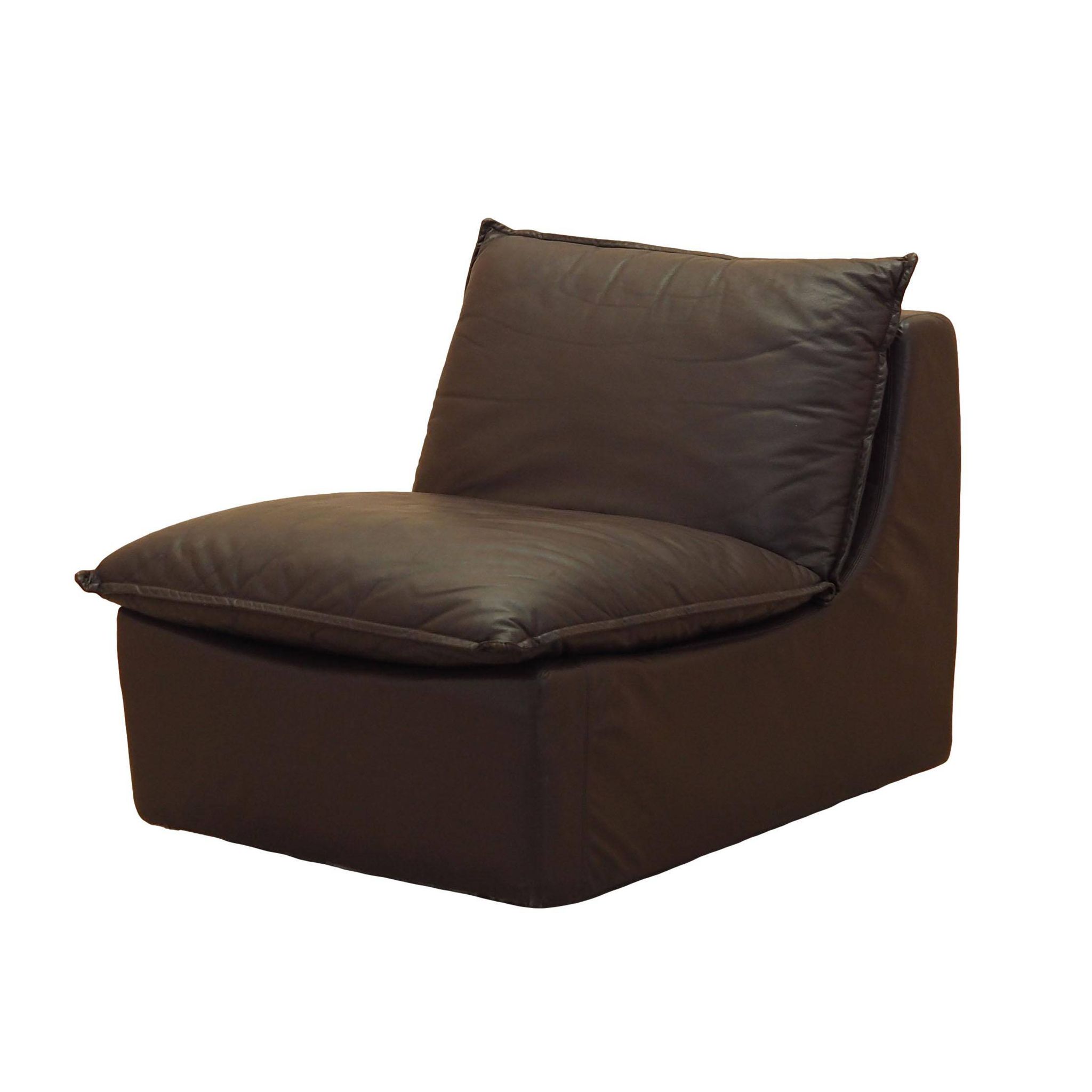 Brown leather armchair, Italian design, 1960s, production: Italy