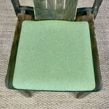 Set of 6 Baumann Argos bistro chairs in wood and green fabric from the 80s France