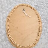 Small oval woven wicker mirror 23x30cm