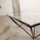 Square coffee table in glass and black satin metal 1980