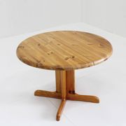 Vintage Danish round extendable dining table pine wood 1960s