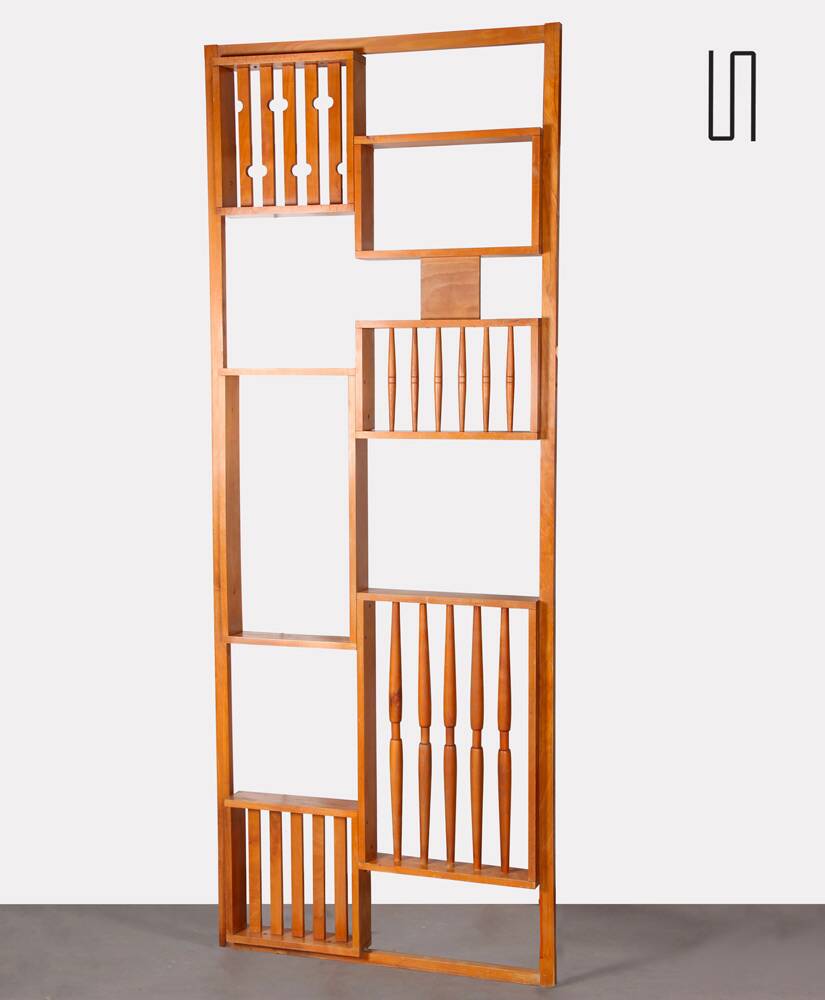 Claustra vintage en bois, fabrication tchèque, 1960