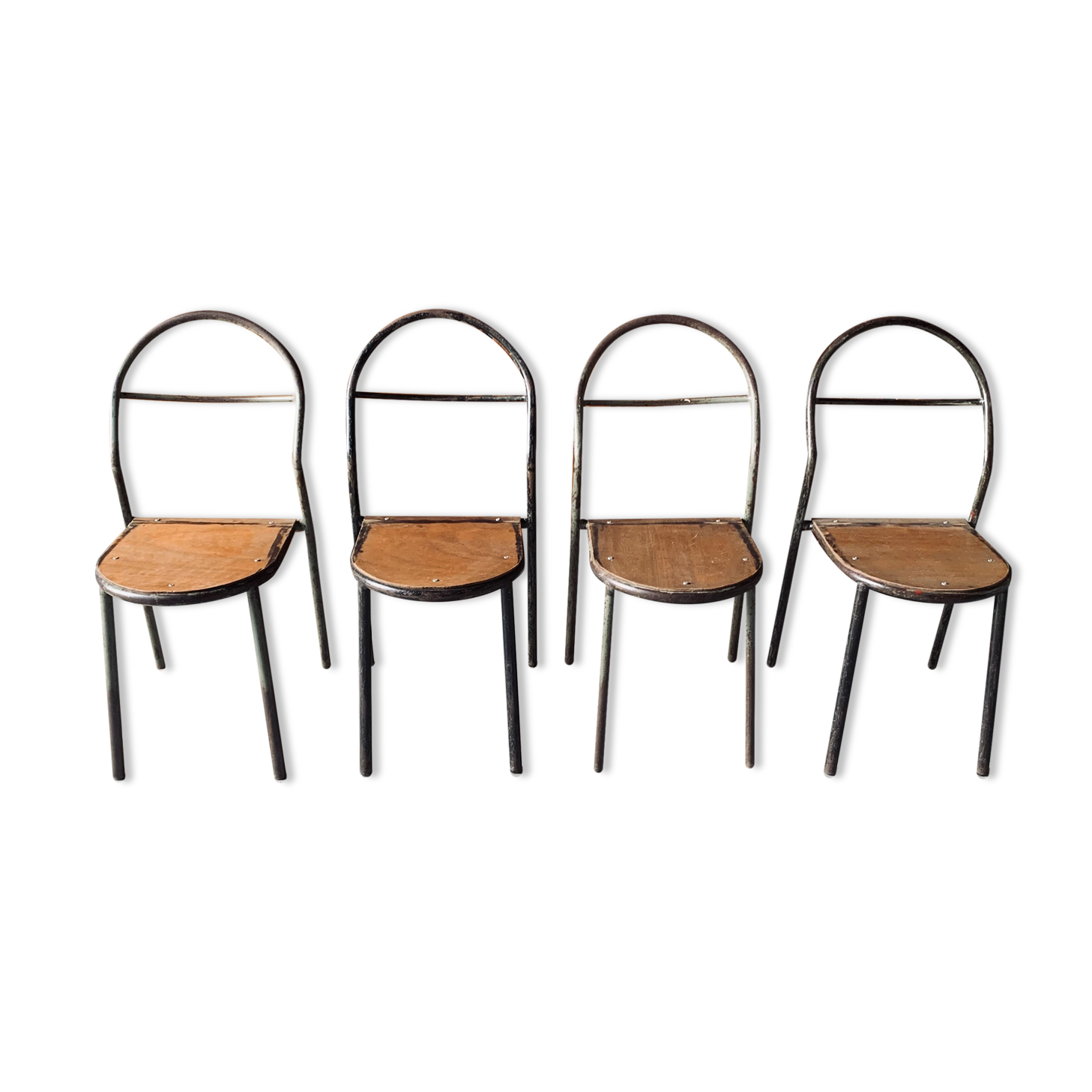 Set of 4 Mobilor chairs - 1950's - metal and wood