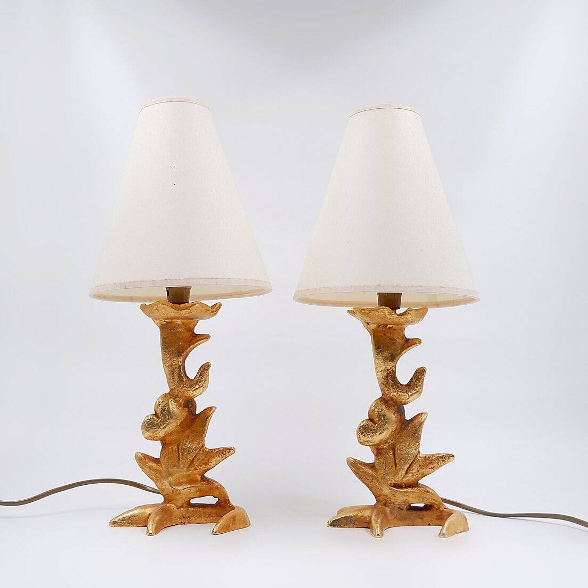 Sculptural Table Lamps with Plant Motif - G.Mathias, France, 1980s