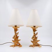 Sculptural Table Lamps with Plant Motif - G.Mathias, France, 1980s