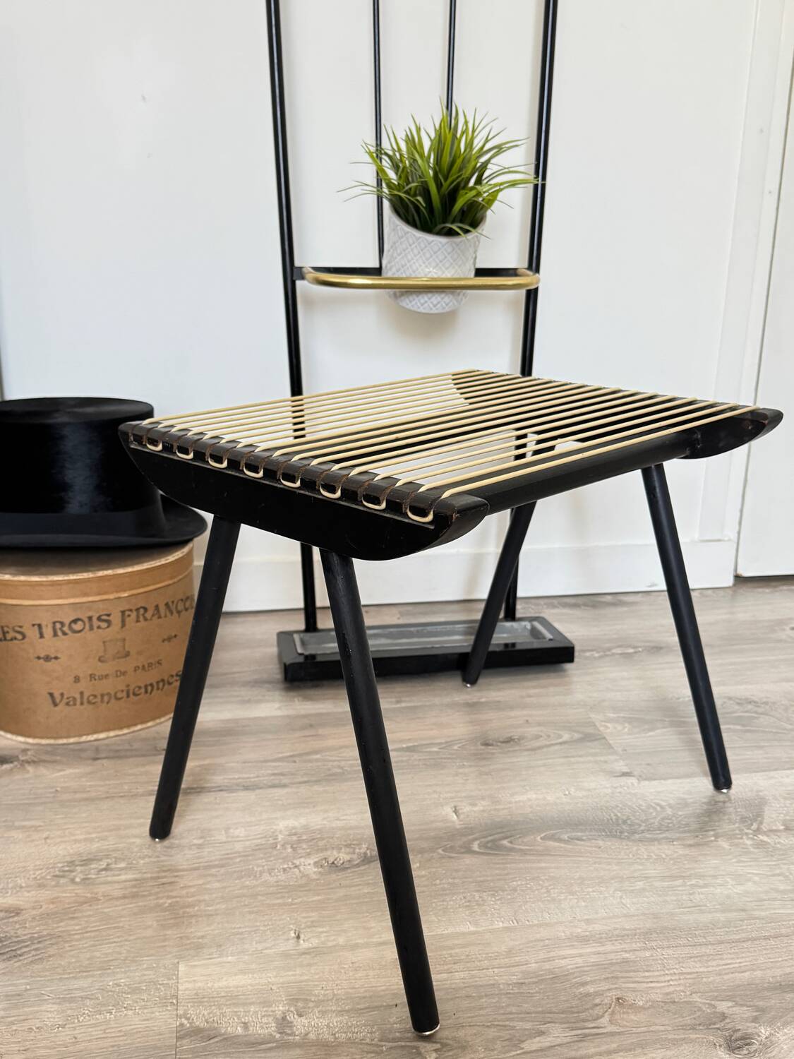 Vintage black Georges Tigien stool