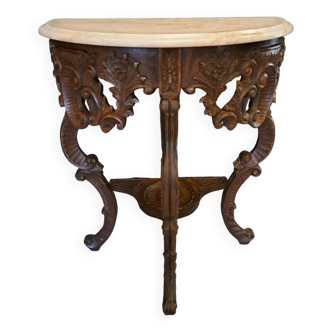 Louis XV style console in walnut and marble
