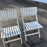 Paire de chaises vintage pliantes en bois – Années 60/70