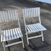 Paire de chaises vintage pliantes en bois – Années 60/70