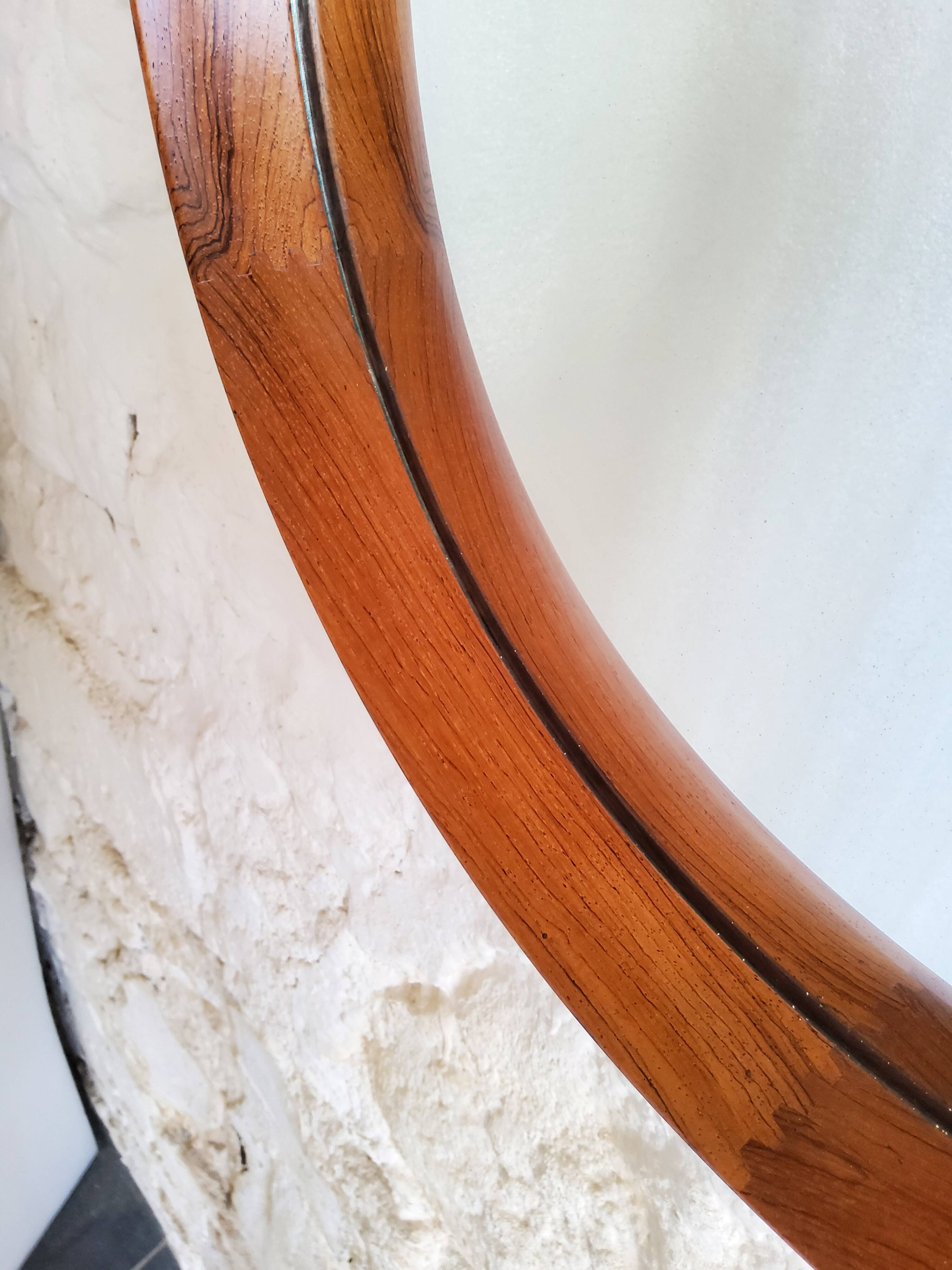 Round teak mirror Uno and Osten Kristiansson Luxus Vittsjö, Scandinavian