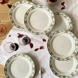 6 Creil and Montereau Labrador terracotta dessert plates, Annecy pattern