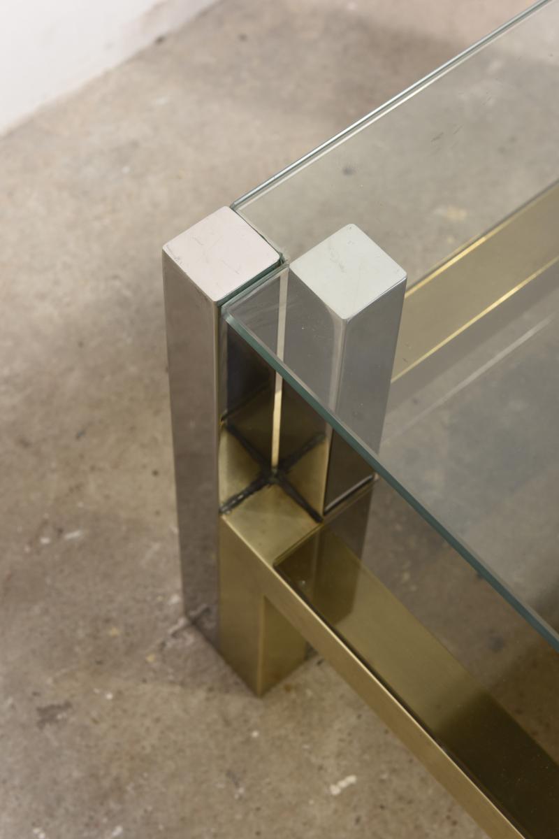 Coffee table in brass and glass 1960