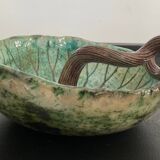 Vintage water lily pocket in enameled ceramic
