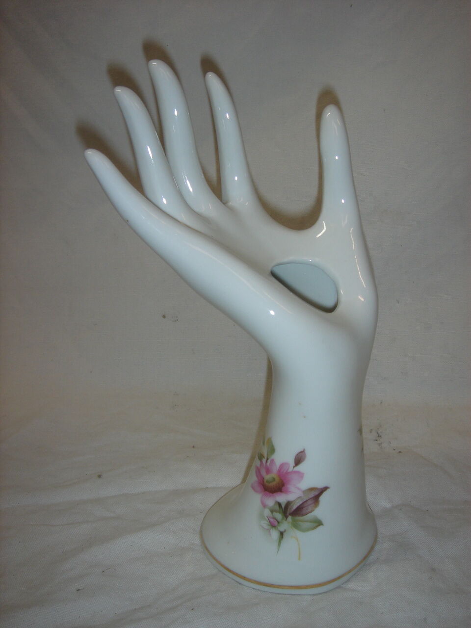 White hand ceramic soliflore with decorations