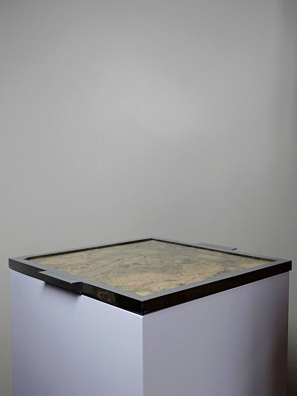 Mid-century chic chrome, cork and glass tray from the 70s