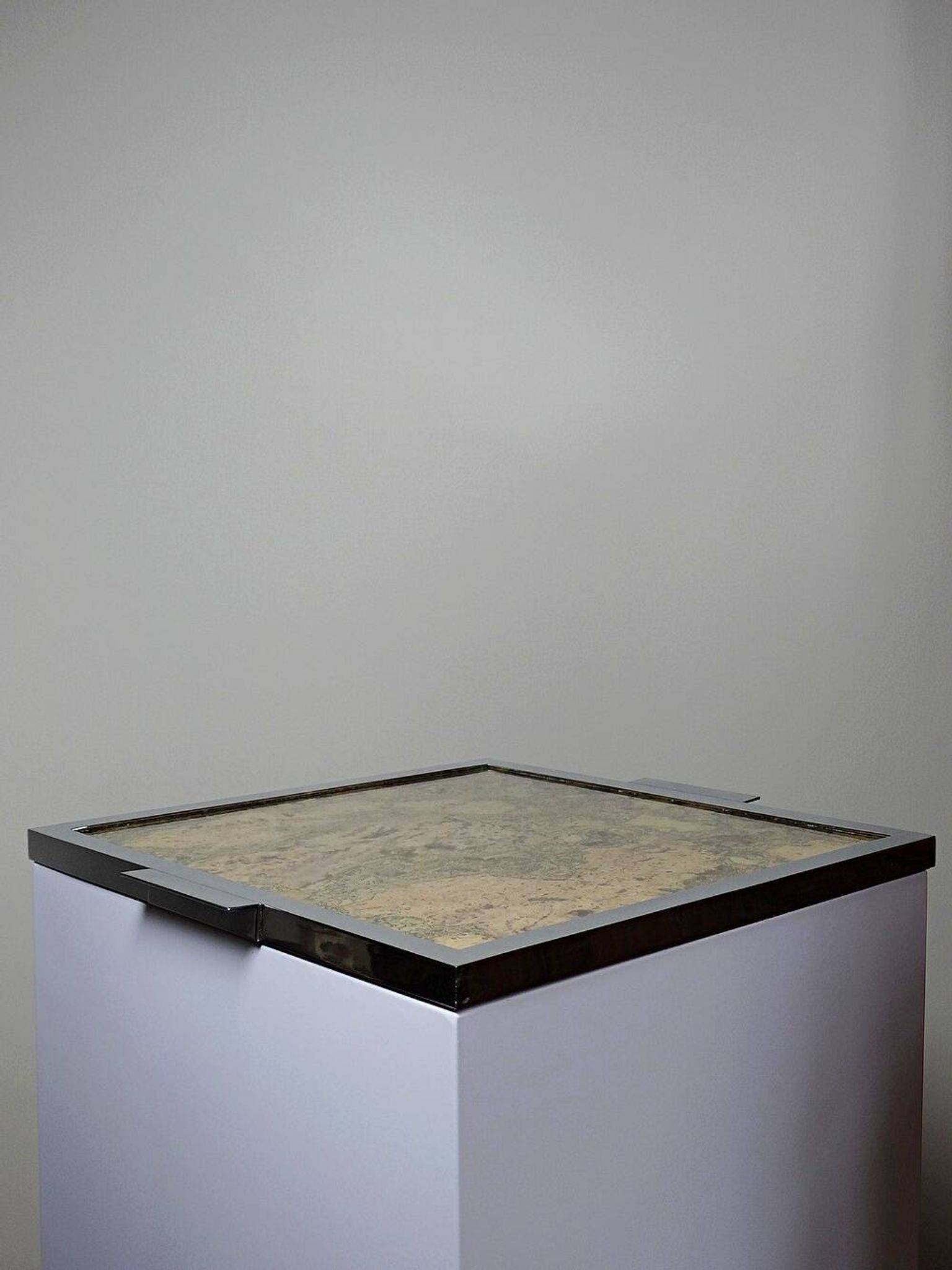Mid-century chic chrome, cork and glass tray from the 70s