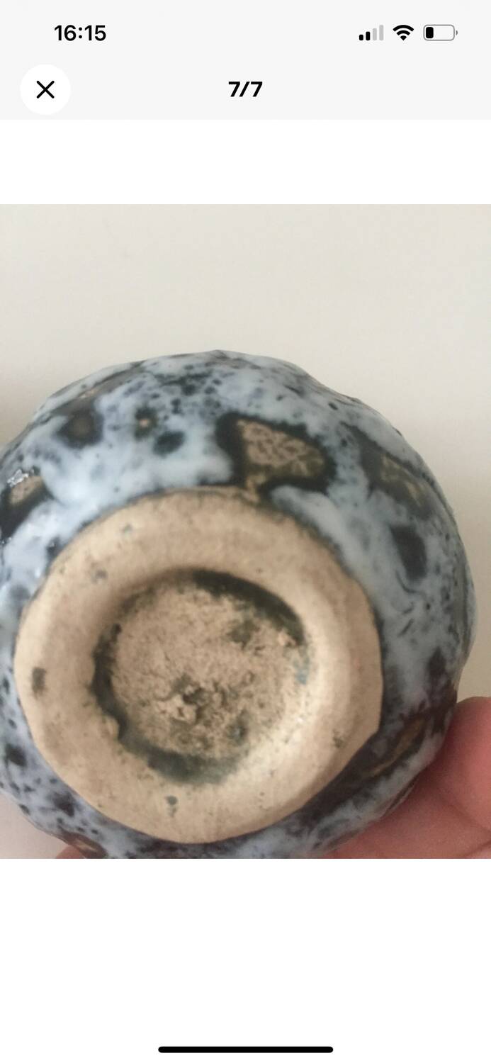 Set of two small Vallauris yellow and black milk jugs