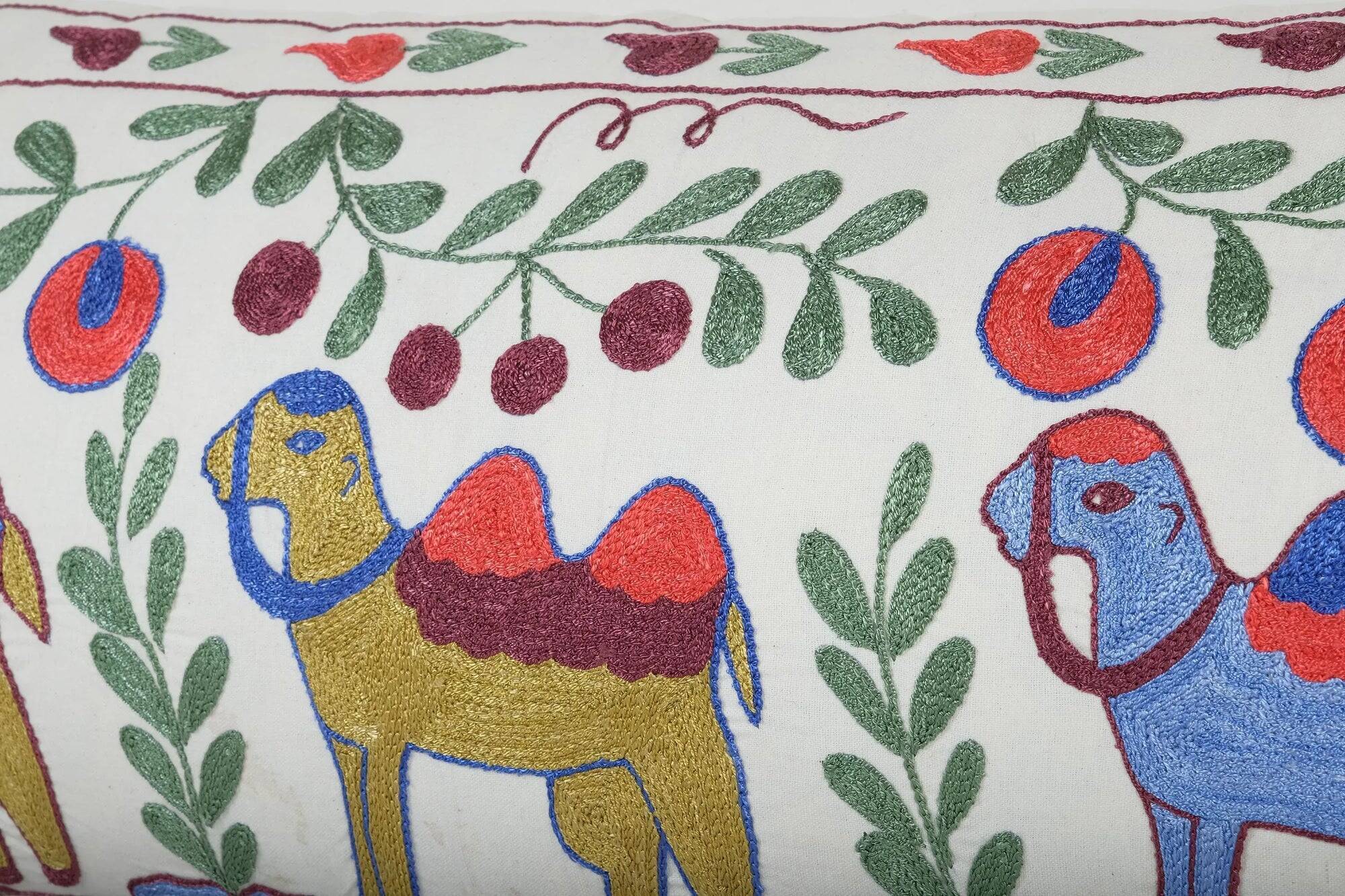 Vintage embroidered cushion cover 46x94 cm