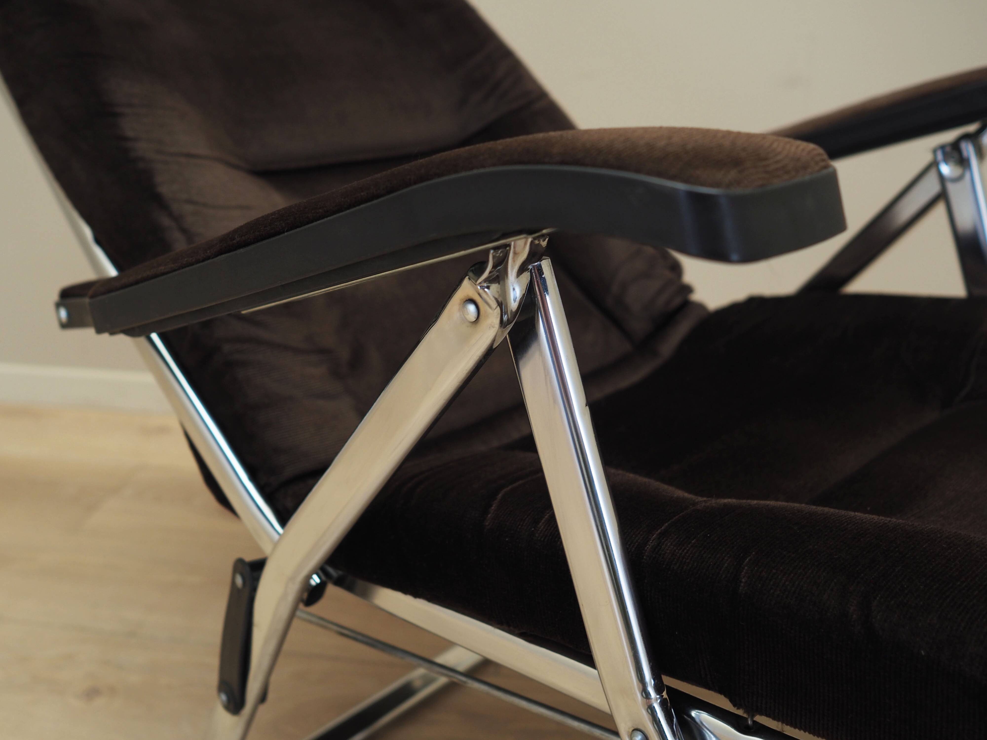 Brown velour armchair, Danish design, 1970s, production: Denmark