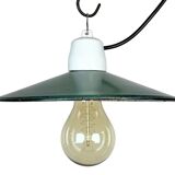 Industrial green enamel pendant light, 1970s