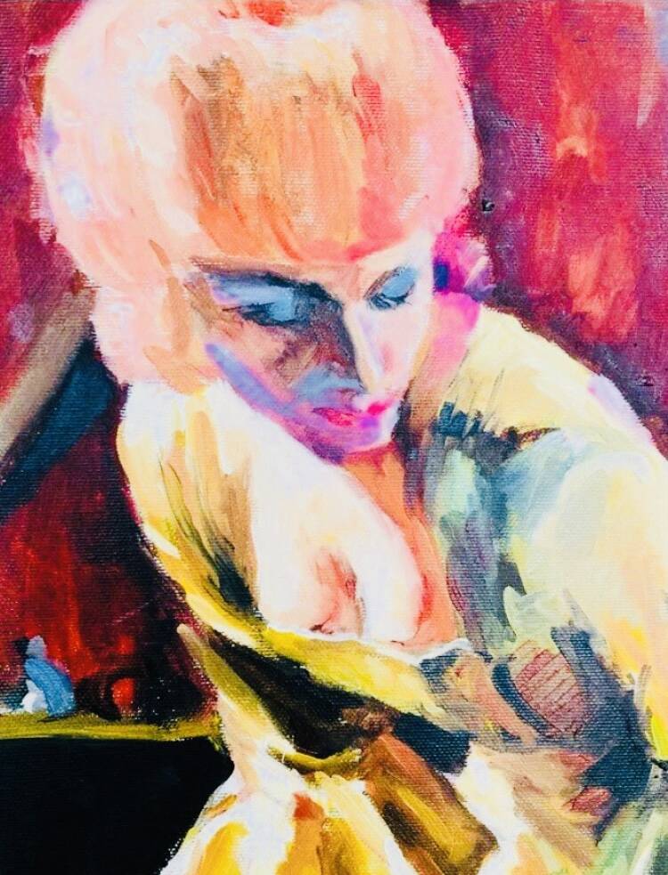 Tableau "Woman of Joy" oil on canvas signed Valentin SKRIBINS