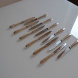 12 art deco silver metal dessert or cheese knives 20.5 cm AR monogram
