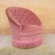 Fauteuil « crapaud » capitonné vintage vieux rose