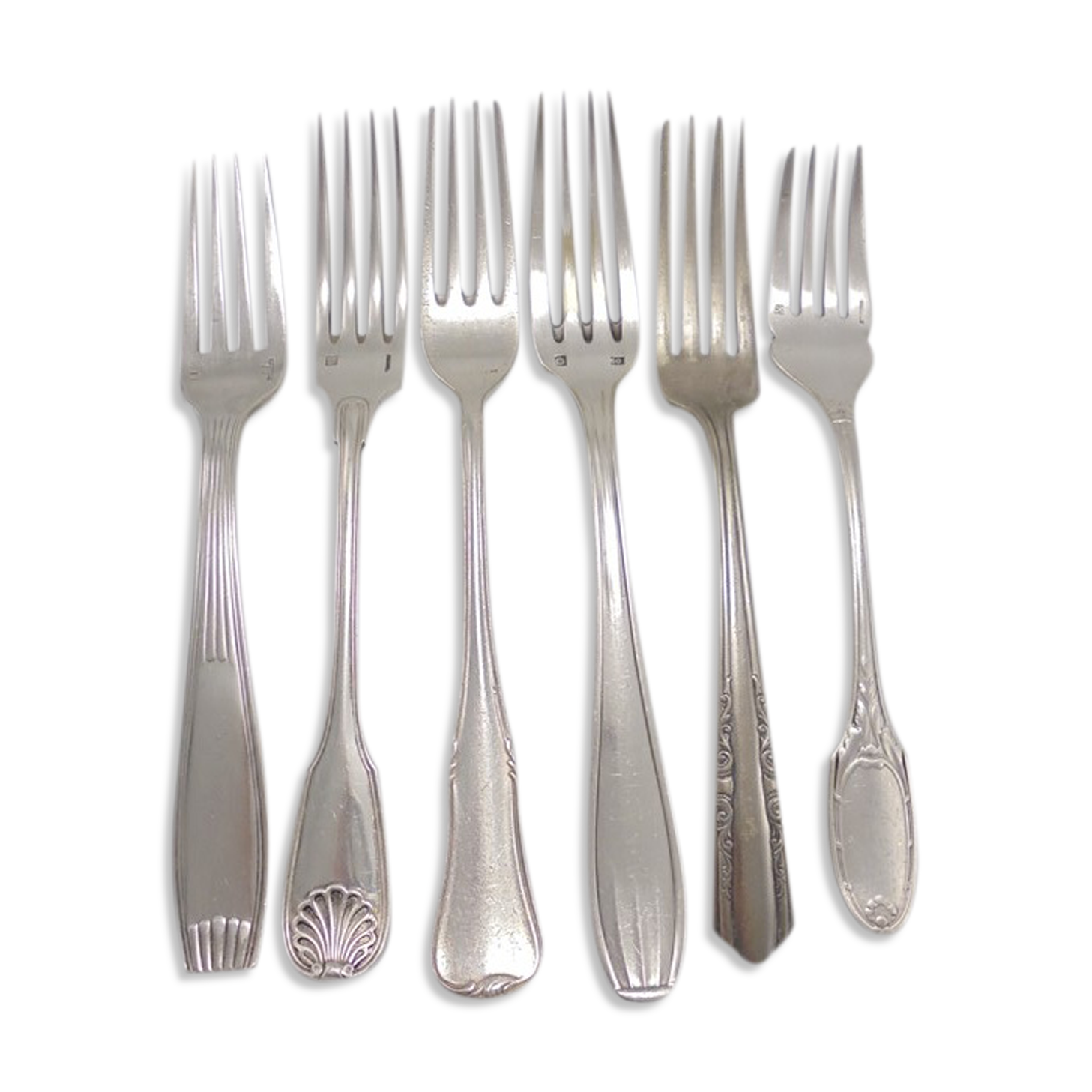6 old mismatched forks