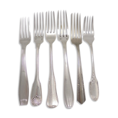 6 old mismatched forks
